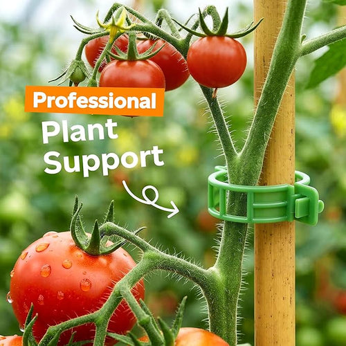 100pcs Tomato Clips for Climbing plants, Plastic Trellis Plant Support Clips for Garden, Reusable Clips for Supporting Grape Tomato Vine and Vegetables Plants to Grow Upright Makes Plants Healthier