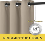 NICETOWN Sliding Door Curtain 108 Inches Long - Blackout Thermal Insulated Grommet Room Divider Privacy Drape for Patio Glass Door, 1 Panel, Taupe, 100 Inch Extra Wide