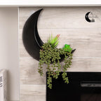 Wall Planter - Window Planter - 14Pcs Artificial Succulents - Hanging Moon Planter - Boho Hanging Planters for Indoor Plants, Air Plant, Cactus, Faux, Unique Gifts for Women, Birthdays, Plant Lovers