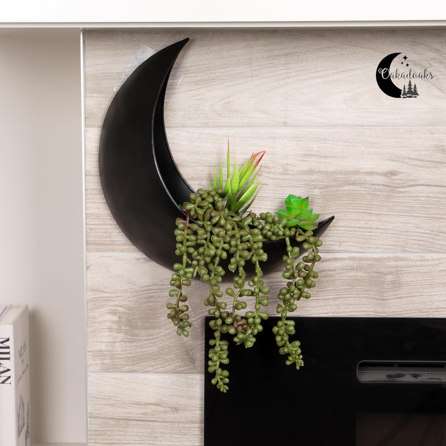 Wall Planter - Window Planter - 14Pcs Artificial Succulents - Hanging Moon Planter - Boho Hanging Planters for Indoor Plants, Air Plant, Cactus, Faux, Unique Gifts for Women, Birthdays, Plant Lovers