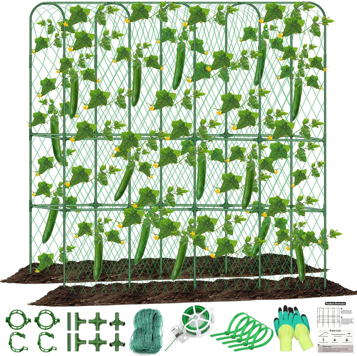 cucumber trellis for raised bed 5.4x5.5ft u-shape adjust, main product view