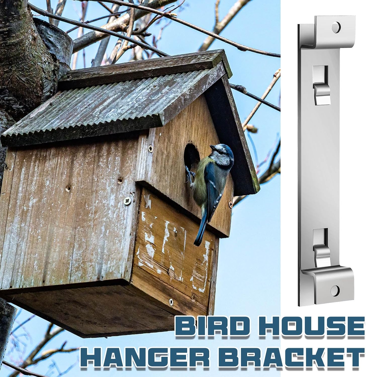 Blulu 2 Sets Bird House Hanger Bracket Stable Rust Proof Galvanized Steel Mounting Bracket for Securing Bird Houses Nesting Boxes Feeders, Quickly Remove for Cleaning (Silver)