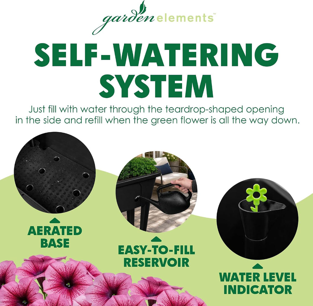 garden elements black elevated raised garden bed, 29.5", close-up detail