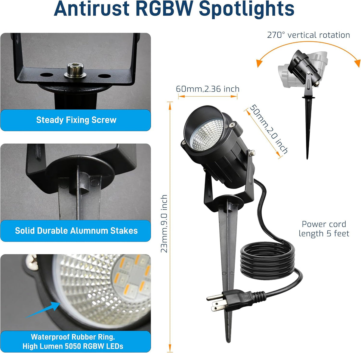 halloween spotlights outdoor 12w rgbw landscape lights for, front angle view