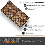 majestick goods 6-pack longboard acacia wood interlocking deck showing dimensions