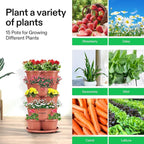 VIVOSUN 5 Tier Vertical Gardening Stackable Planter for Strawberries, Flowers, Herbs, Vegetables, Brown