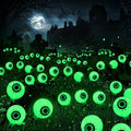 BrizLabs 4 Pack 24 LED Halloween Solar Lights, 2 Modes Outdoor Halloween Eyeball Pathway Lights, Solar Spooky Walkway Light Waterproof, Green Swaying Firefly Lighting for Path Yard Garden Lawn