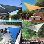 KANAGAWA Sun Shade Sail 10'x10'x14' Sand Triangle UV Block Canopy Awning Shelter Fabric Cloth Screen for Outdoor Patio Garden Backyard