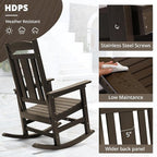 LUE BONA Outdoor Rocking Chairs Set, 3-Piece, Poly Porch Rockers with Table, Plastic Weather Resistant Rocking Chair Set for Outdoor Indoor, Garden, Backyard, 350lb, Brown, Chairs+Table