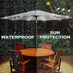 Blissun 9 ft Solar Umbrella, Patio Umbrella with 32 LED Lights, Table Market Umbrella, Outdoor Umbrella for Garden, Deck, Backyard (Light Grey)