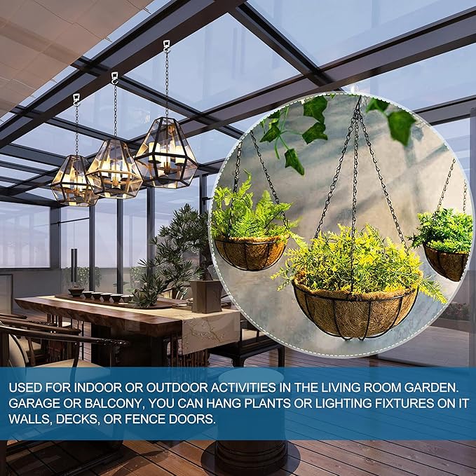 ONIKK Ceiling Hooks for Hanging Plants (4 PCS White), Heavy Duty Metal Plant Hooks, Screw in Hooks for Hanging Birdfeeders, Lamps, Planters, Indoor Outdoor Wall Baskets Hooks up to 33 lbs