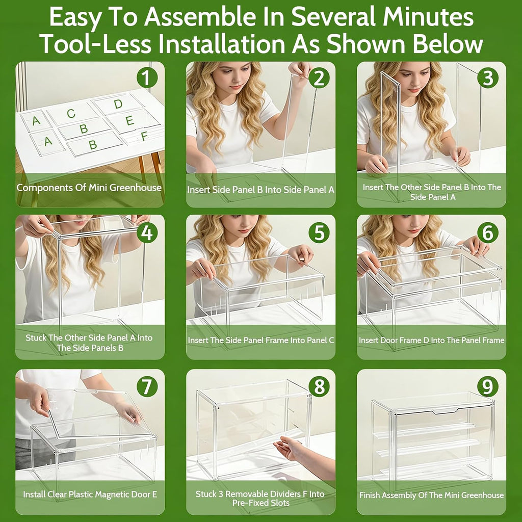 clear mini greenhouse indoor, small stackable tabletop portable, package contents