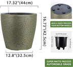 Dexceder 18x17 Self Watering Planter with Wheels Indoor Outdoor, Inner Pot Design, Thickened Large Floor Standing Flower Plant Pot with Water Level Indicator (Black Gold Crackle)