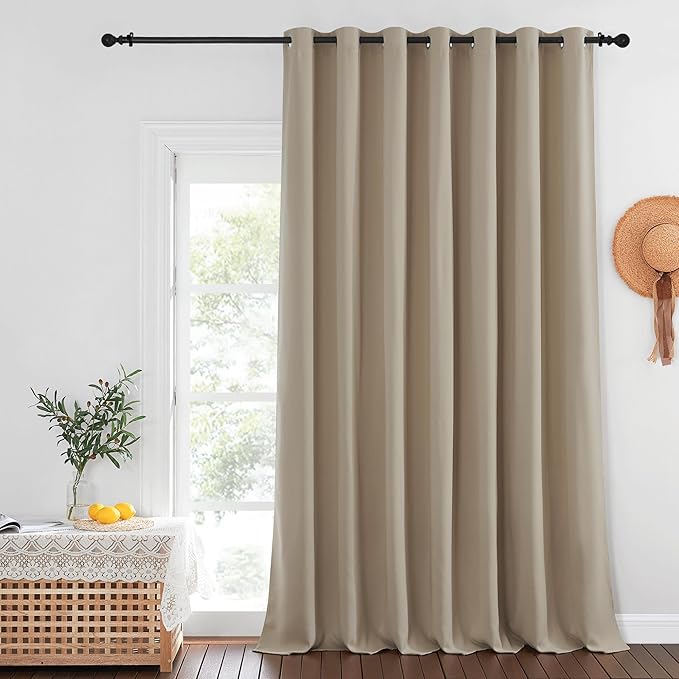 NICETOWN Taupe Blackout Curtains for Bedroom/Living Room 132 Inch Length - Thermal Insulated Room Darkening Grommet Top Window Curtains (100 by 132 - Inch, 1 Panel)