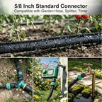 Flat Soaker Hose 25 ft 4-Pack with Splitter, 80% Water-Saving Drip Irrigation Hose 100 ft, Linkable DIY Garden Soaker Hose System for Garden Beds, Lawn, Vegetables & Trees (25ft 4-pack)