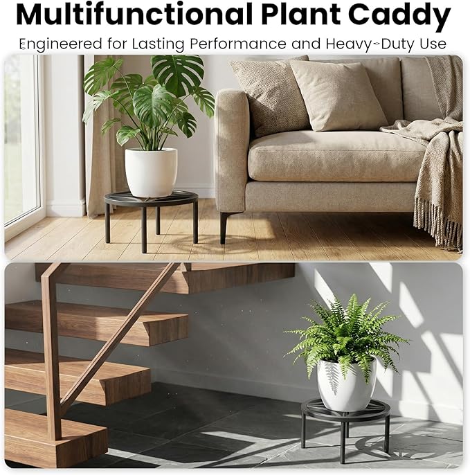 TOSKING 2-Pack Plant Stands - Heavy Duty Low Plant Stand, No Assembly Required Risers for Potted Plants Indoor and Outdoor, Ready to Use(10.24" Diameter)