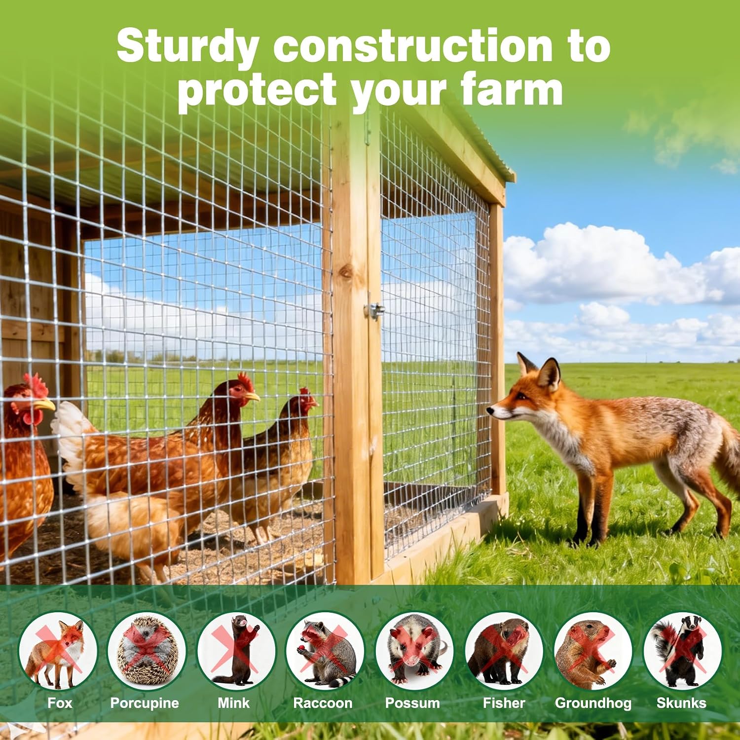 16" x 50' Hardware Cloth - 19 Gauge Heavy-Duty 1/2 Inch Welded Chicken Wire, Hot-Dipped Galvanized Mesh for Chicken Coop & Garden Fencing
