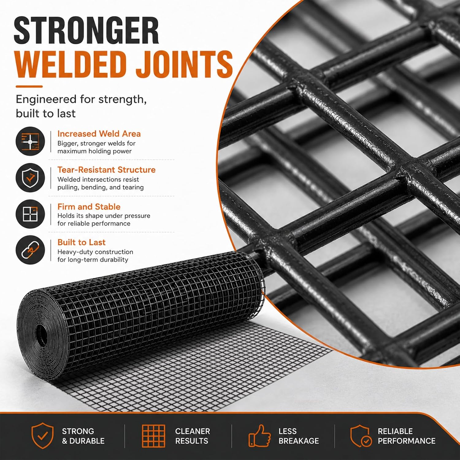HORCH Black Hardware Cloth 1/2 inch 24 x 100 ft 19 Gauge | Chicken Wire Mesh Roll, Chicken Wire Fencing, Wire Fence Roll, Tree Guard, Rat Wire, Hardware Mesh