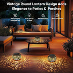 Solar Lantern Outdoor Patio Decor: Solar Lanterns Outdoor Waterproof Hollow Out Retro Metal Solar Powered, Outside Yard Porch Garden Balcony Desk Bedroom Indoor Tabletop Decorations 2 Lighting Colors