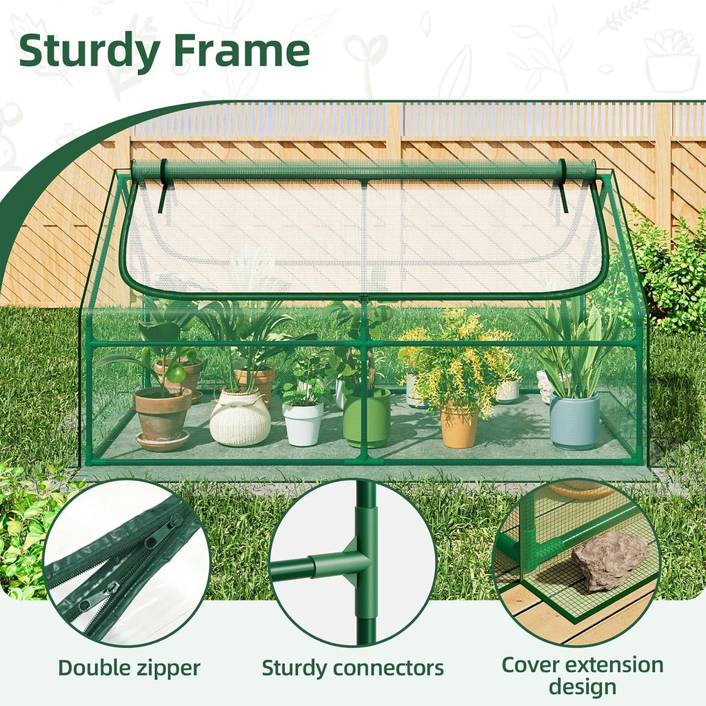 superlele 6x3x3ft mini greenhouse with 2 large zipper, side view