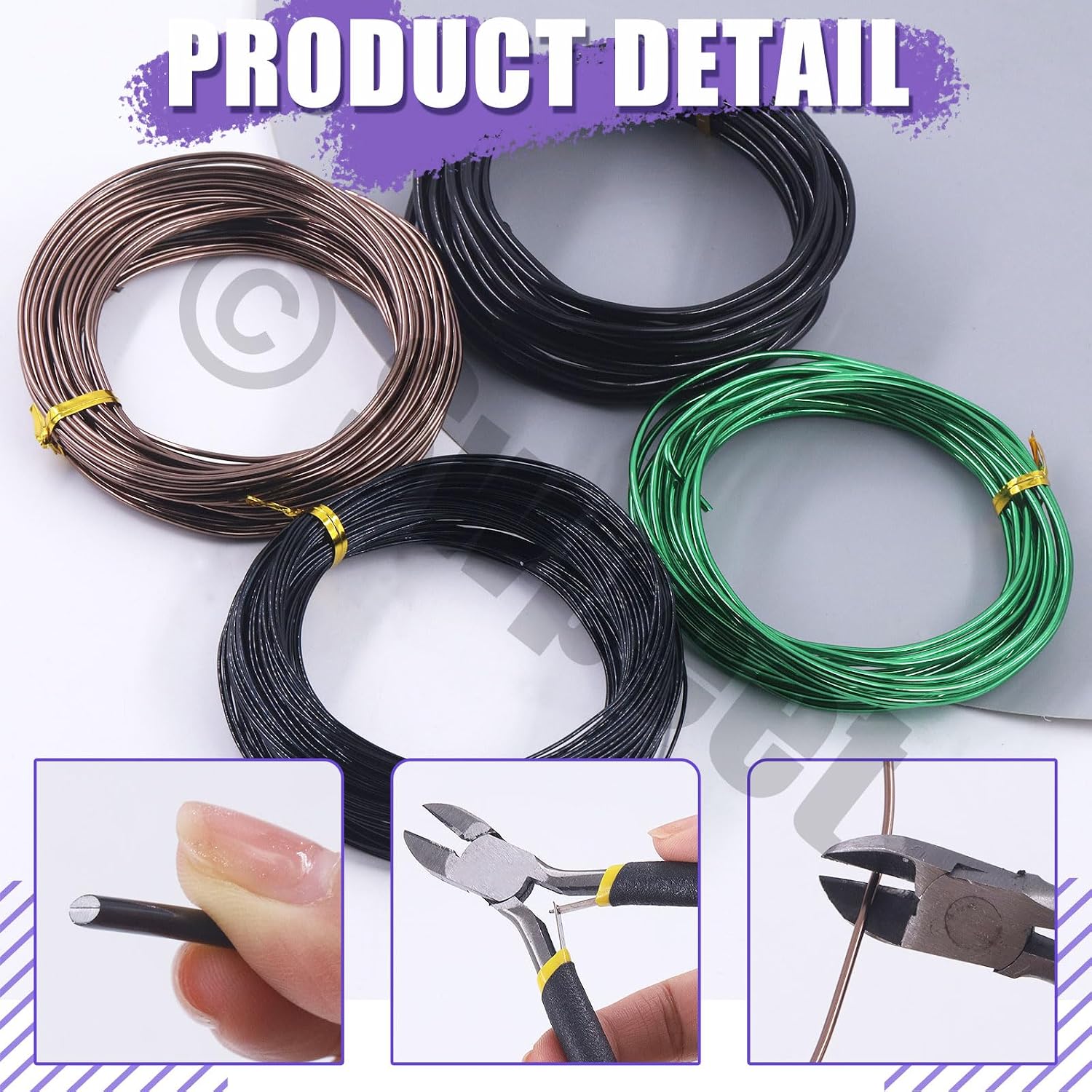 Swpeet 5Pcs 4 Sizes 1/1.5/2/ 3 mm Bonsai Training Wire 164 Feet Total with Wire Cutter, Aluminum Wire Bonsai Tool Kit, Bonsai Accessories for Bonsai Trees Indoor Garden DIY Tools