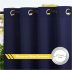 NICETOWN Outdoor Curtains for Patio Waterproof Extra Long W55 x L108 Inch, Thermal Insulated Stainless Steel Grommet Privacy Vertical Drapes for Porch/Yard, Set of 2, Navy Blue