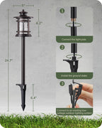 EDISHINE Low Voltage Pathway Lights Waterproof Landscape Path Lights 6 Pack | Hammered Glass, 3.4W 155LM 12V 3000K, 50,000H, Weatherproof for Yard, Garden, Driveway, Oil-Rubbed Bronze