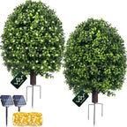 fake bushes boxwood balls,27‘’ faux boxwood topiary outdoor, main product view