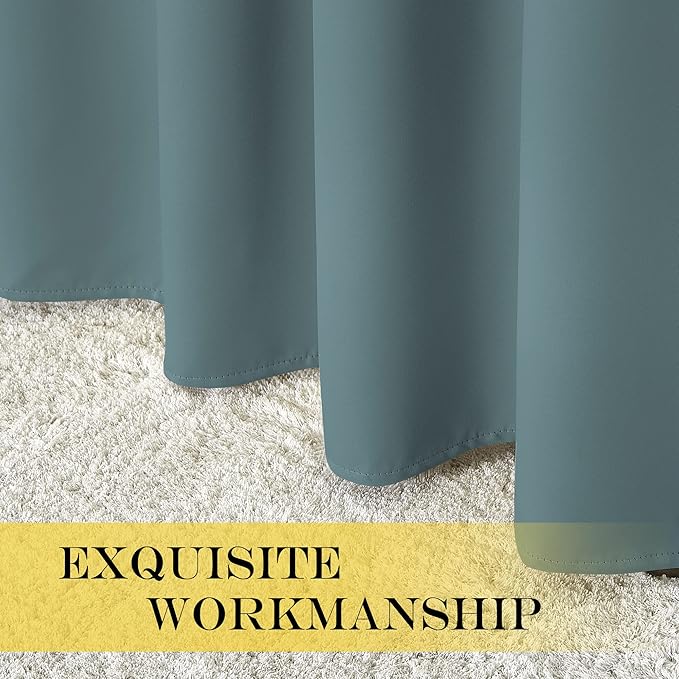 NICETOWN Room Darkening Short Curtain 54 inches Long for Living Room, Grommet Sound Reducing Thermal Insulated Curtains for Bedroom Nursery Window, 46W x 54L, 1 Piece, Greyish Blue
