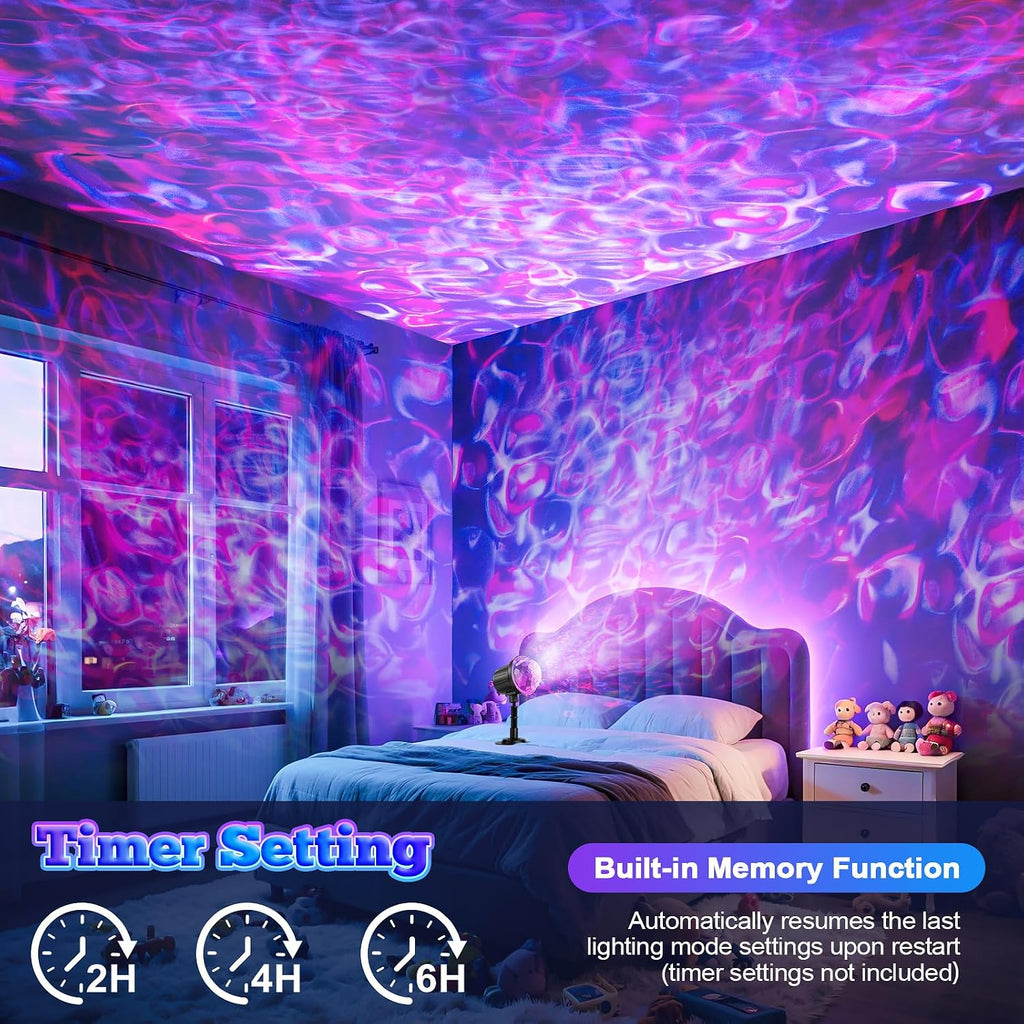 Halloween Projector Lights Outdoor,RGBW Ocean Wave Light Projector with Remote&Timer,IP65 Waterproof Outdoor Projector for Christmas Yard, House Parties, Bedroom Ceiling Decor (Holiday Gift Idea)