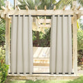 NICETOWN 2 Panels Beige Outdoor Curtains for Patio Waterproof, Sunlight Block Rustproof Grommet Top and Bottom Windbreak Heavy Weight Fixed Outdoor Drapes for Pergola, W52 x L108