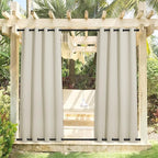 NICETOWN 2 Panels Beige Outdoor Curtains for Patio Waterproof, Sunlight Block Rustproof Grommet Top and Bottom Windbreak Heavy Weight Fixed Outdoor Drapes for Pergola, W52 x L108