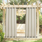 NICETOWN Outdoor Curtains for Patio Waterproof & Windproof 2 Panels, Thermal Insulated Top and Bottom Fixed Rustproof Grommets Light Block Outdoor Curtain Drapes for Pool, Beige, W52 by L95