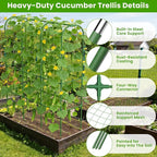 65in Tall Cucumber Trellis for Raised Bed, 50" L x 65" H Metal Garden Trellis for Climbing Plants Outdoor, U-Shape Vegetables Trellis Support for Squash Zucchini Peas Grape