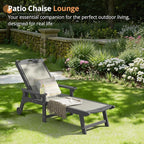 LUE BONA Chaise Lounge Chair Outdoor, HDPS and HDPE Wicker Material, Patio Lounge Chair with Adjustable Backrest, Resin Pool Lounge Chairs with Wheels for Backyard, Poolside and Deck, Gray