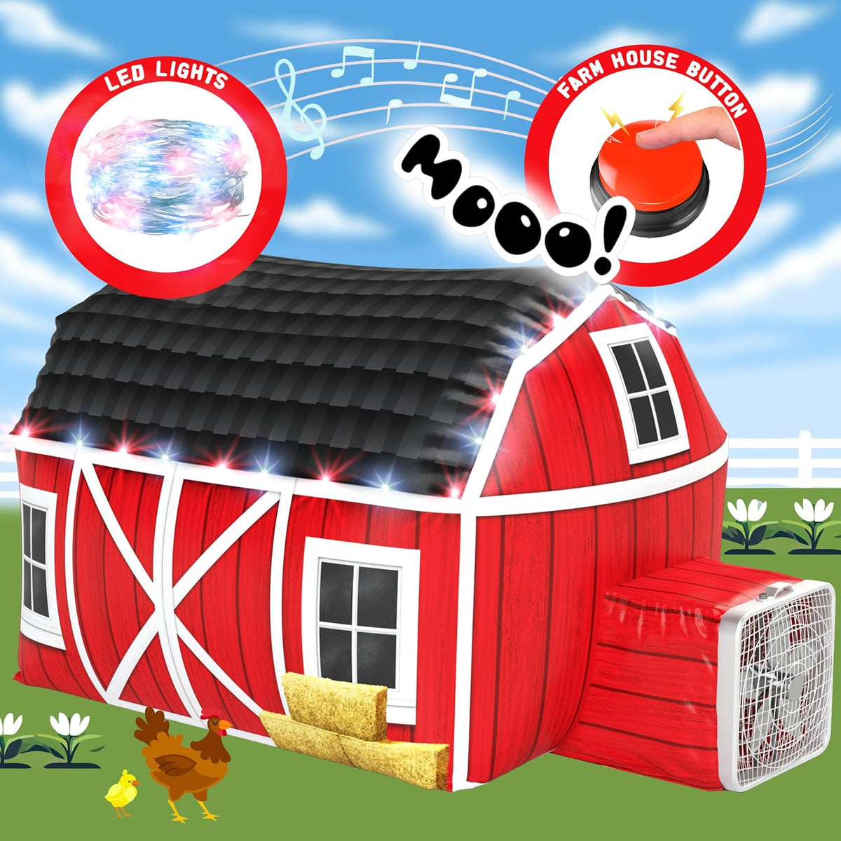 w&o farmhouse barn inflatable fort with lights &, main product view