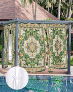 Ombre Green Boho Outdoor Curtains for Patio Waterproof, Grommet Privacy Curtain Drapes Weatherproof Outside Curtains for Porch GazeboPergola Cabana 1 Panel 54x108inch Vintage Ethnic Tribal Geometric