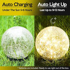 Outdoor Waterproof IP65 Solar Globe Lights, Led Solar Light Balls for Lawn Garden Patio Table Art Decoration, Yard Landscape Illuminated Cracked Glass Sphere Gazing Ball Lights, Round Ornaments Orbs