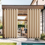 NICETOWN 2 Panels Outdoor Curtains for Patio Waterproof, Rustproof Grommet Top & Bottom Weighted Outdoor Drapes Windproof Thermal Insulated for Balcony/Cabana, Biscotti Beige, W84 x L108