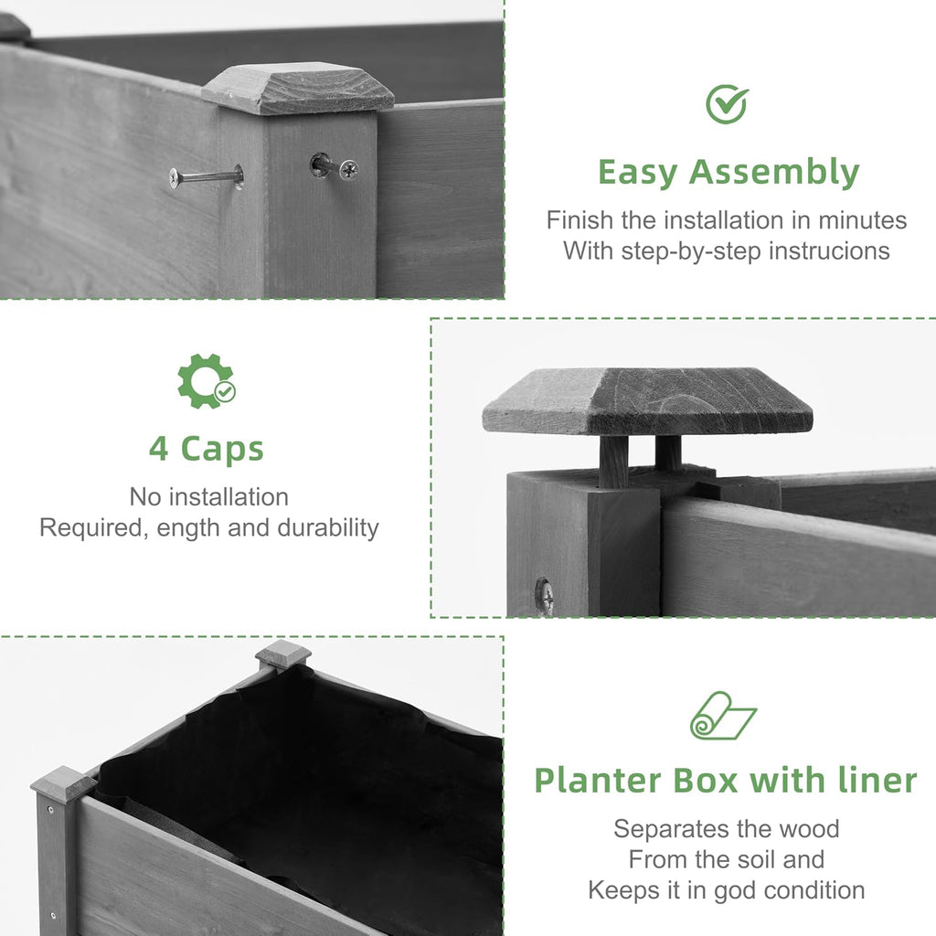 48×24×30 raised garden bed with legs, cedar wood on a desk or shelf