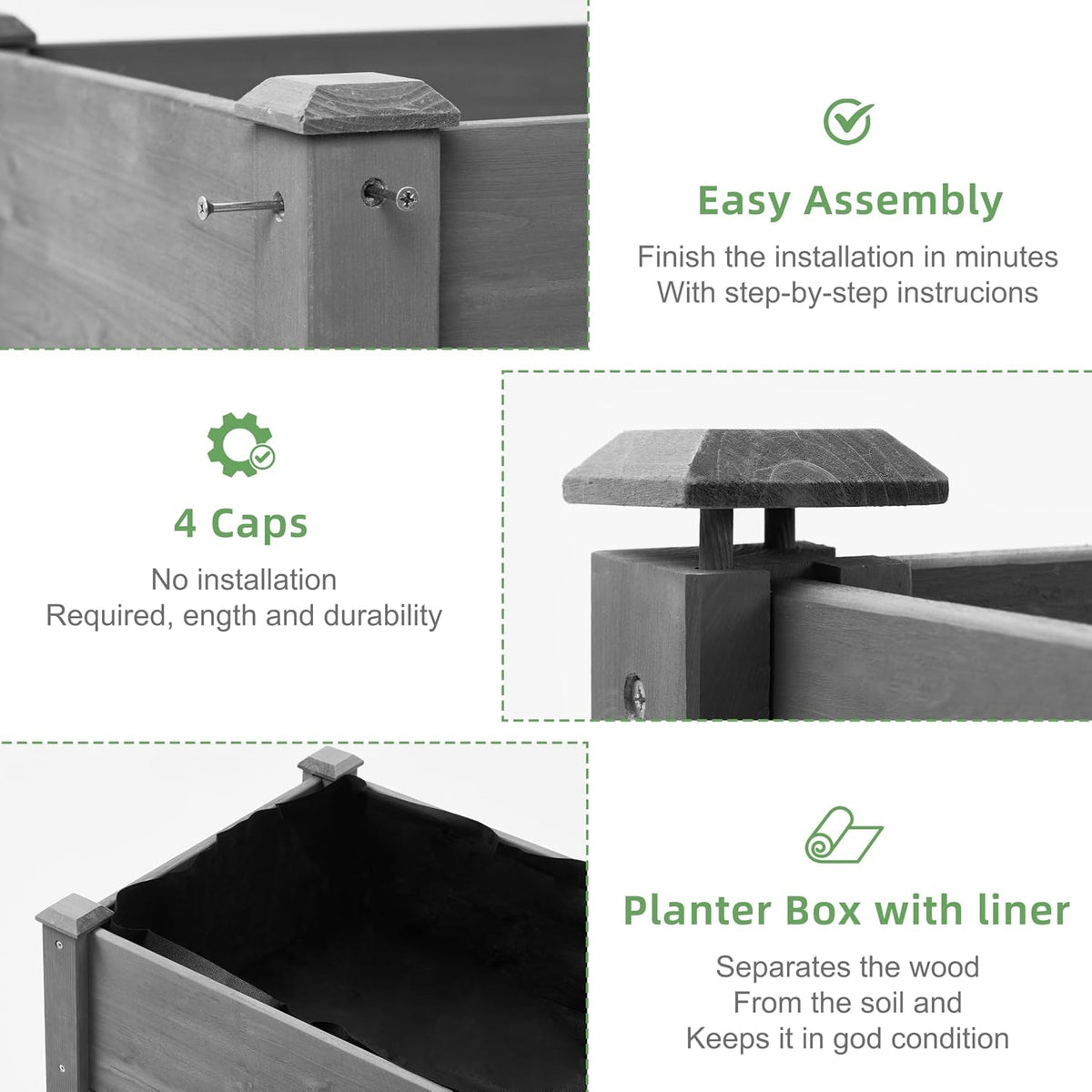 48×24×30 raised garden bed with legs, cedar wood on a desk or shelf