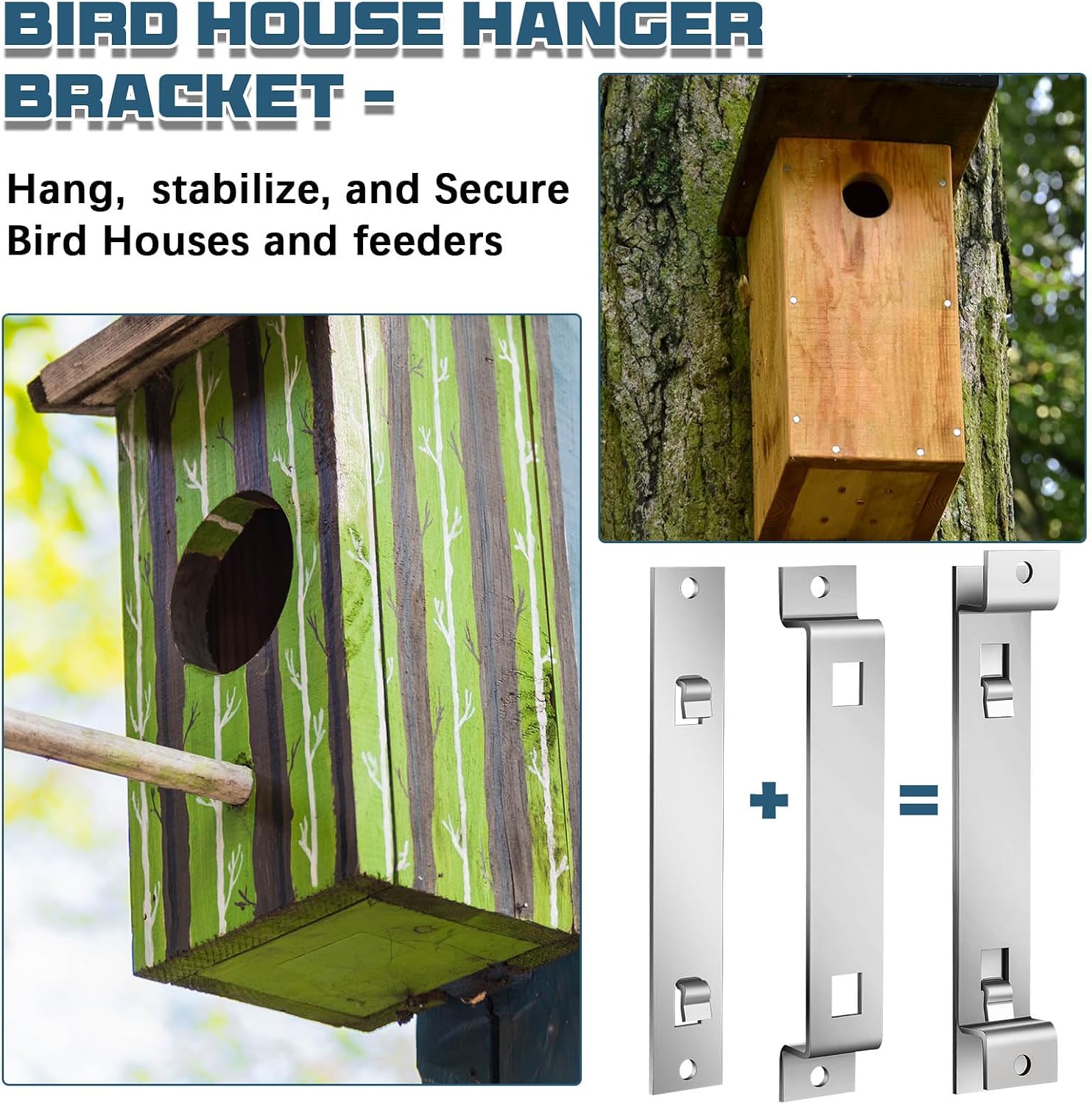 Blulu 2 Sets Bird House Hanger Bracket Stable Rust Proof Galvanized Steel Mounting Bracket for Securing Bird Houses Nesting Boxes Feeders, Quickly Remove for Cleaning (Silver)