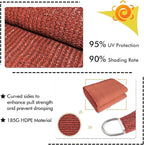 KANAGAWA Sun Shade Sail 15'x15'x21' Rust Red Triangle UV Block Canopy Cover for Patio Backyard Lawn Garden Outdoor Activities