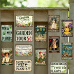 funny metal tin garden signs garden gifts for, front angle view