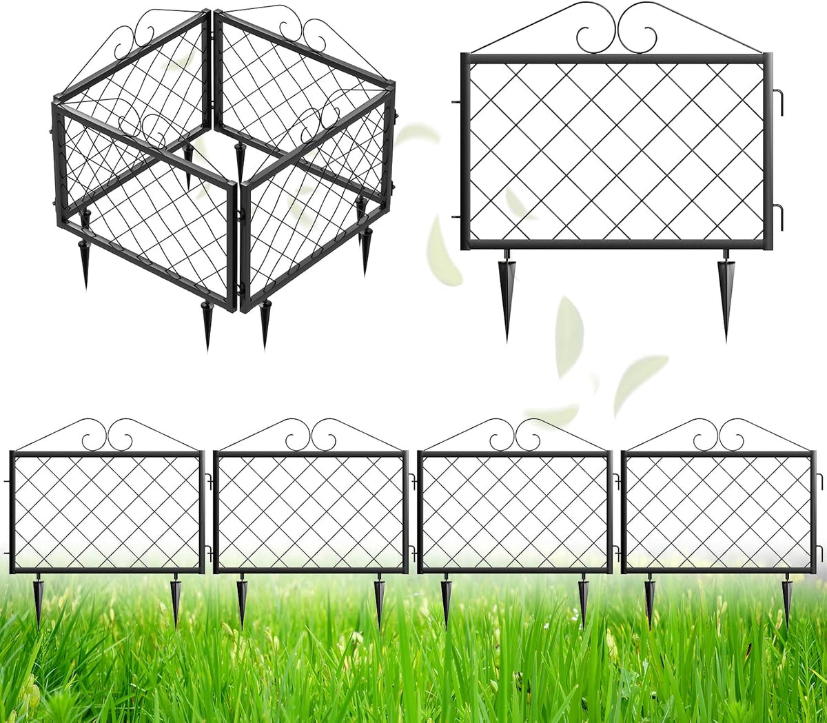 zhongma decorative metal garden fence, pack of 4pcs, main product view