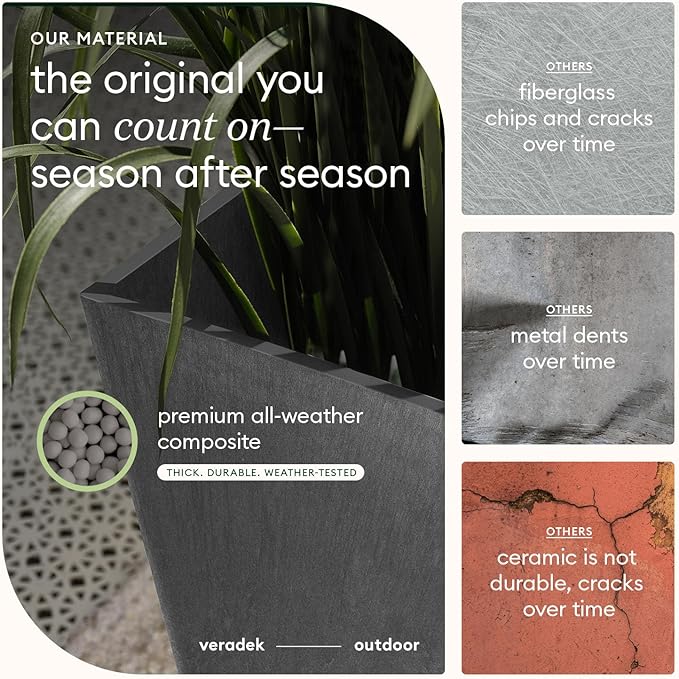 Veradek V-Resin Indoor/Outdoor Taper Planter, 2-Pack (26 inch, Grey)