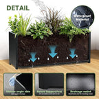 Steel Planter Box-32"x15"x15"-Rectangular Planters for Outdoor Plants, Black Matel Planter Box Raised Support Feet for Patio, Deck, Garden, Yard, Drain Holes, Easy Assembly