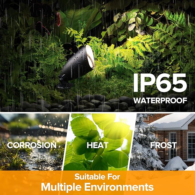 LUTEC 12V Low Voltage Landscape Lighting, Die-cast Aluminum Spot Lights with Connectors, IP65 Waterproof Outdoor Landscape Spotlights, 5W 550LM Warm White 3000K for Tree Garden Yard Pathway, 8 Pack