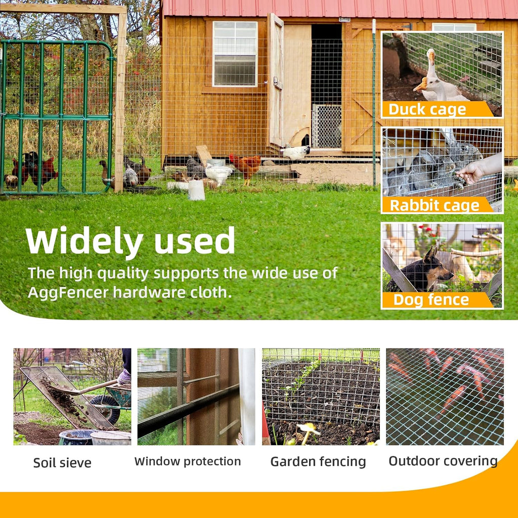 16in x 10ft Black Hardware Cloth 1/2 inch 19Ga PVC Coated Mesh | Vinyl Coated Fence, Welded Metal Chicken Wire Fencing Roll, Garden Plant Fencing, for Chicken Coop and Home Improvement