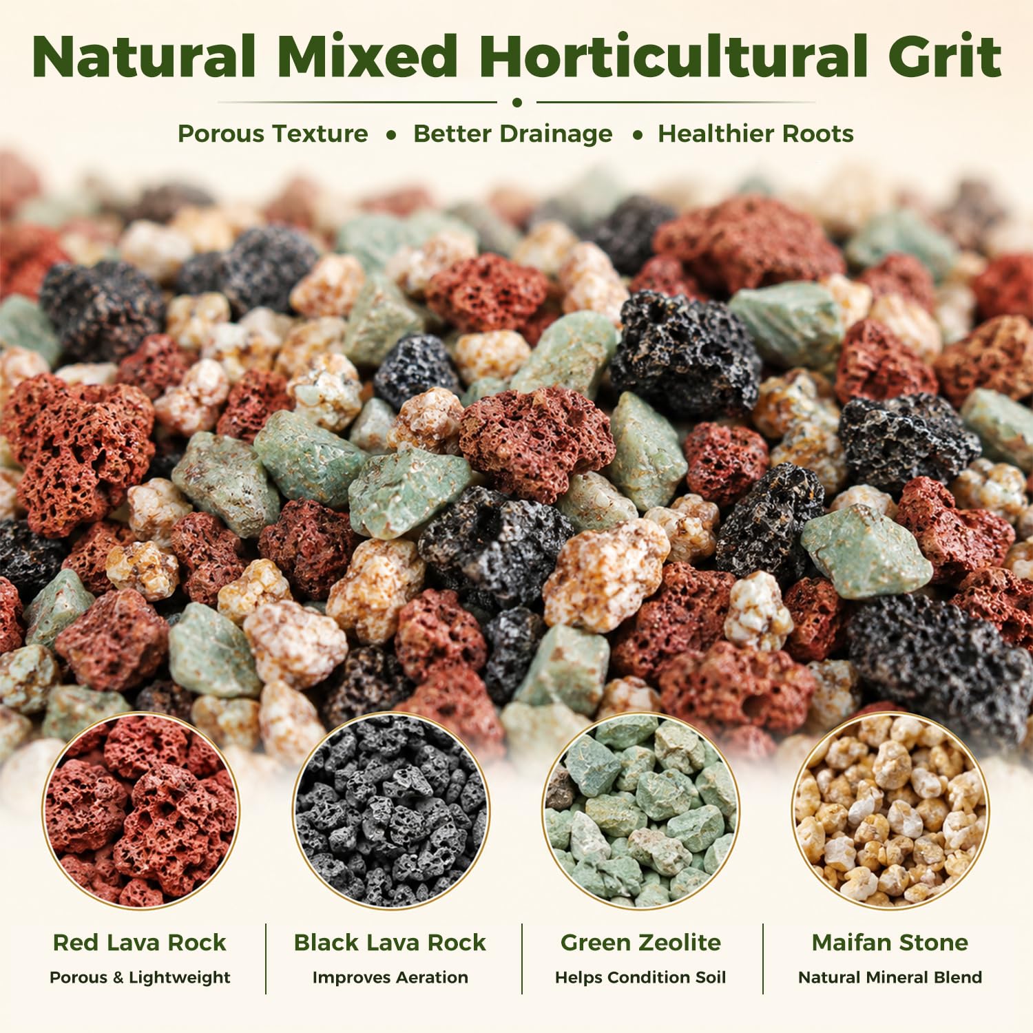 18 Pounds Mix Horticultural Lava Rocks, 5-8 mm Lava Rocks for Plants, Bonsai Rocks Horticultural Grit Soil Cover Gravel for Succulents and Hydroponics, Fairy Gardening, Top Dressing, Plant Drainage